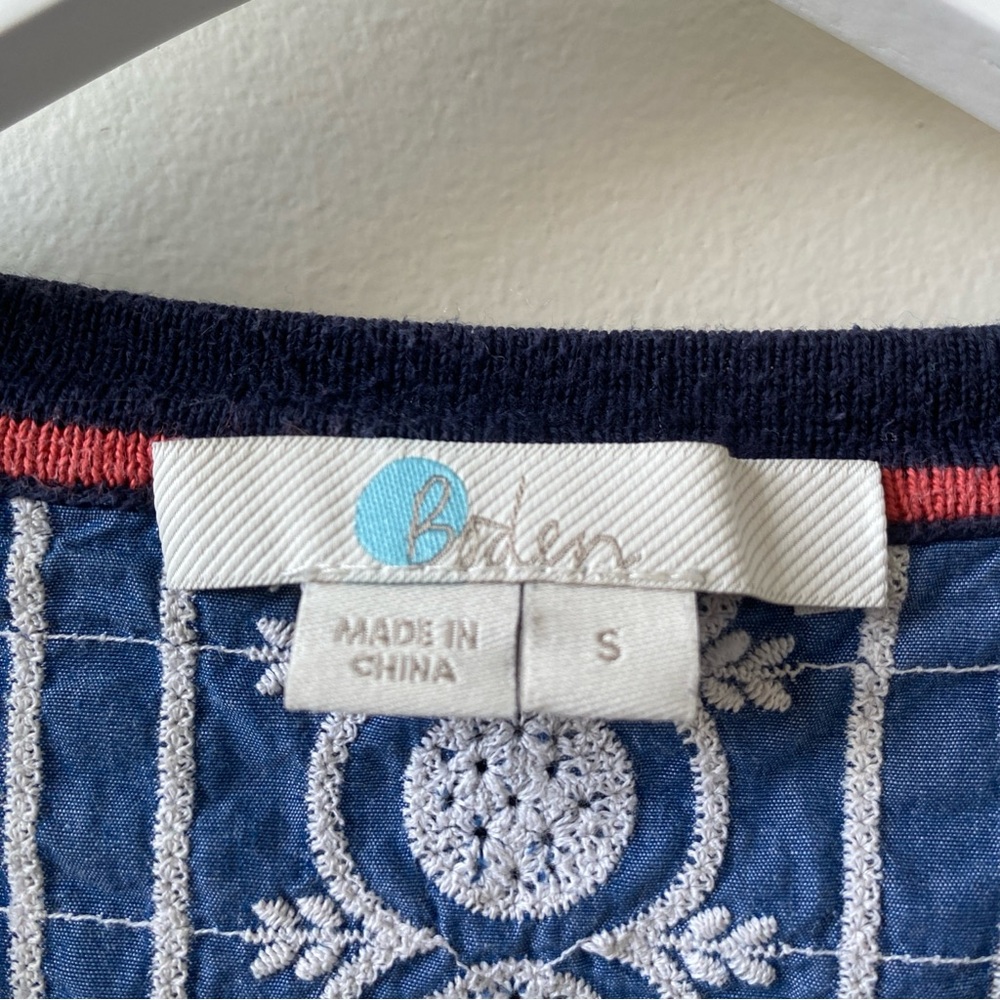 Boden Split Back Navy Blue Sweater With Patterned… - image 4